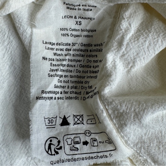 Leon and Harper The‎ Alpha Cacia Blouse Cotton Geometric Embroidered Womens XS - Picture 12 of 13